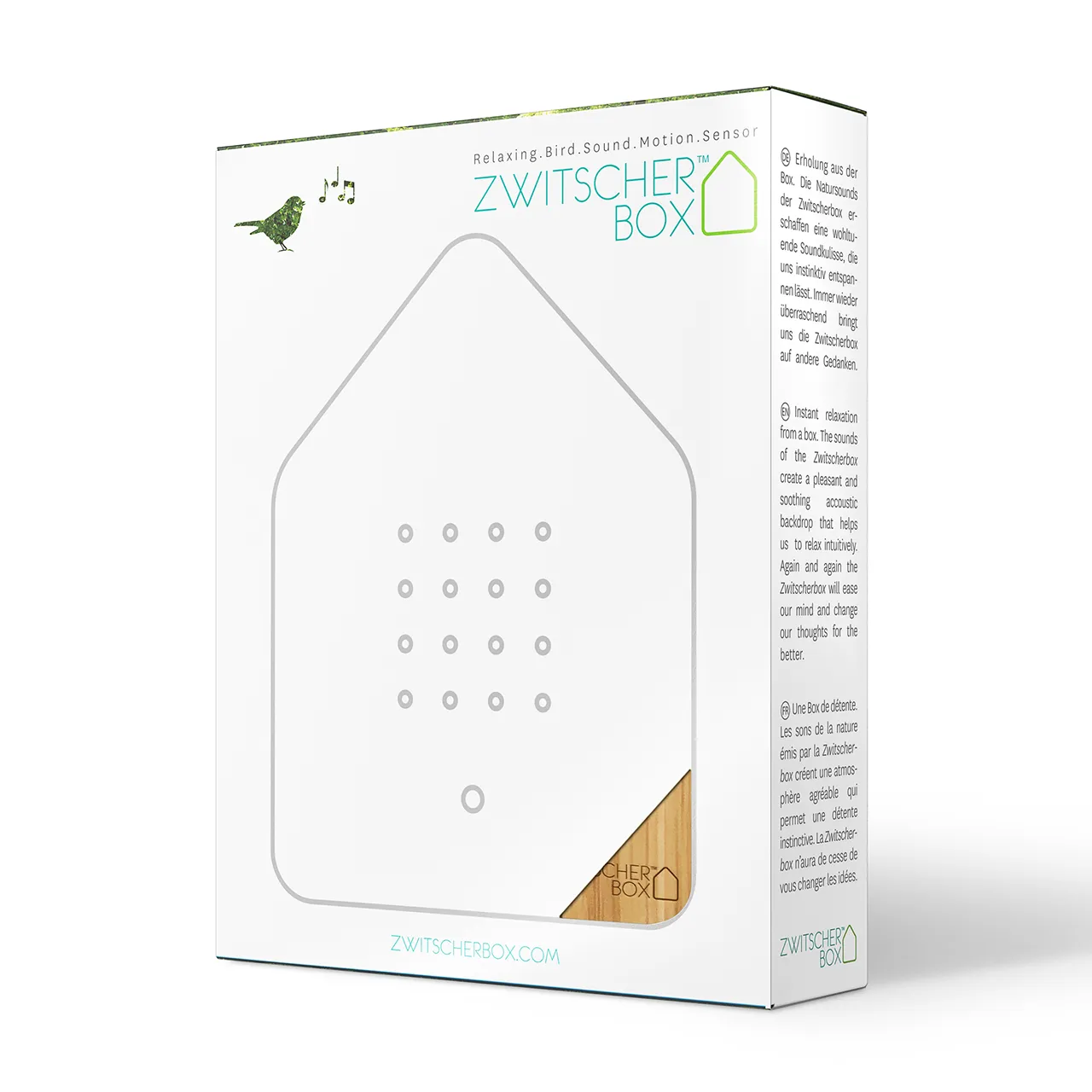 Packaging of the Zwitscherbox Bamboo