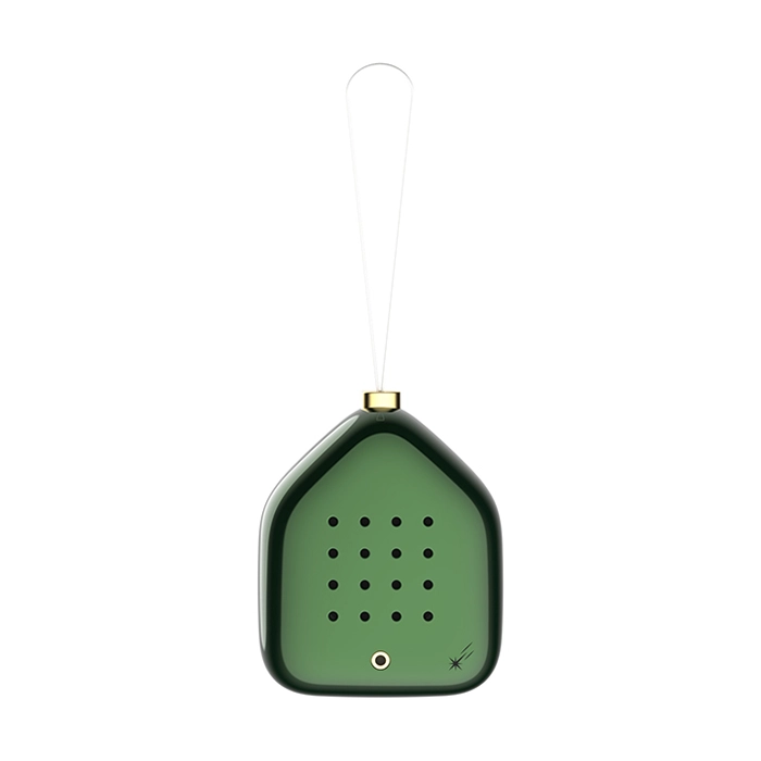 Front of the Green Sparkles Jingle Bells acoustic ornament