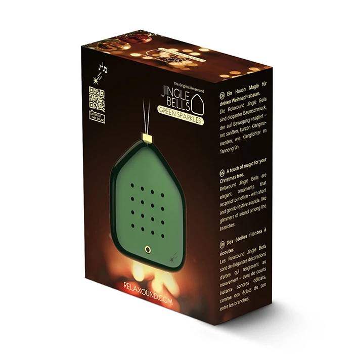 Green Sparkles Jingle Bells acoustic ornament packaging